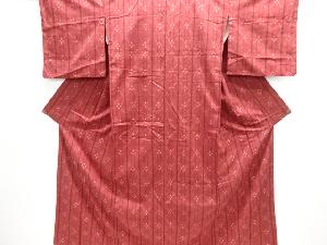 縞に格子模様織り出し手織り紬着物